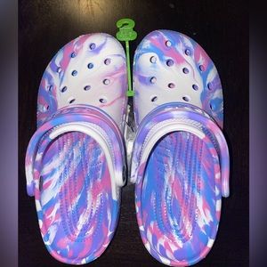 Purple Tie Dye Marbled Crocs Size 6